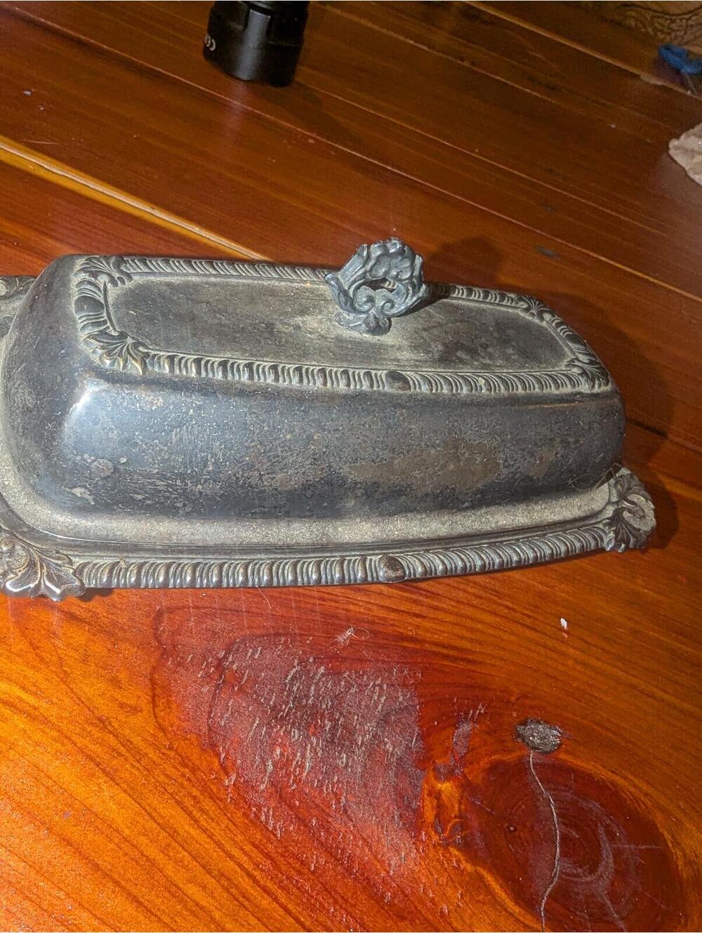 Reed & Barton Vintage Silver Butter Dish with Lid and Tray